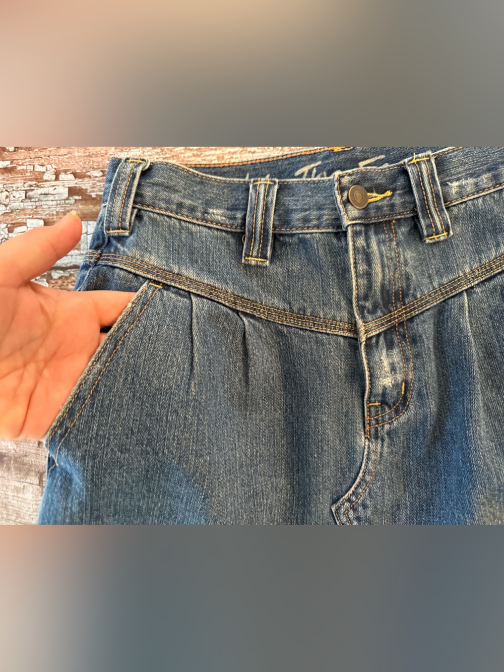 We The Free Denim Mini Skirt in Blue 25 waist - Picture 3 of 6